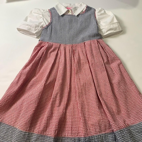 The Unbranded Brand Other - Vintage Growing Up Lord And Taylor Red And Blue Gingham Sleeveless Dress Girls M